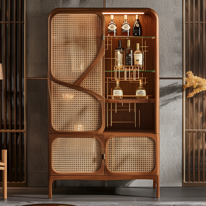 Original custom solid wood wicker cabinet, household entrance cabinet, integrated storage, simple solid wood, wall-mounted ceramic storage cabinet - Image 6