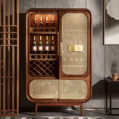 Original custom solid wood wicker cabinet, household entrance cabinet, integrated storage, simple solid wood, wall-mounted ceramic storage cabinet - Image 4