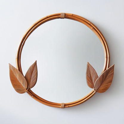 Indonesian rattan woven Chaji style decorative mirror, popular retro sunglasses, light luxury art wall hanging in a homestay - Image 7