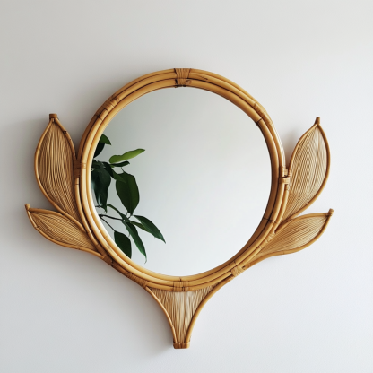 Indonesian rattan woven Chaji style decorative mirror, popular retro sunglasses, light luxury art wall hanging in a homestay - Image 9