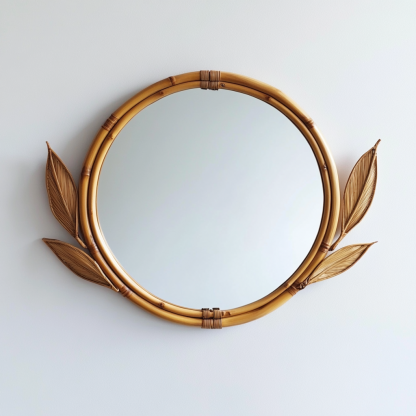 10 wicker mirror, simple wabi-sabi style, ancient wicker art decoration, wall-mounted mirror, handcrafted wicker dressing mirror - Image 2