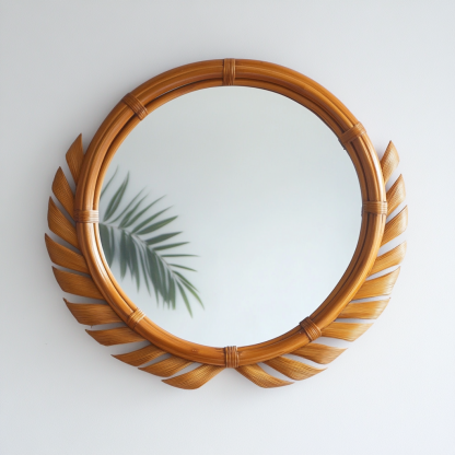 French light luxury dressing mirror, home bedroom wall-mounted decorative mirror, magnolia circular bathroom mirror - Image 4