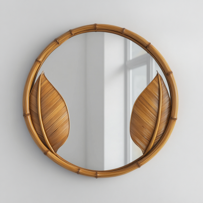 French light luxury dressing mirror, home bedroom wall-mounted decorative mirror, magnolia circular bathroom mirror - Image 3