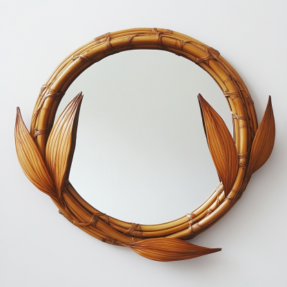 French light luxury dressing mirror, home bedroom wall-mounted decorative mirror, magnolia circular bathroom mirror - Image 2