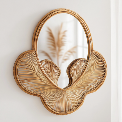 Solid wood new Chinese-style French metal dressing mirror, light luxury wabi-sabi style fitting and makeup mirror