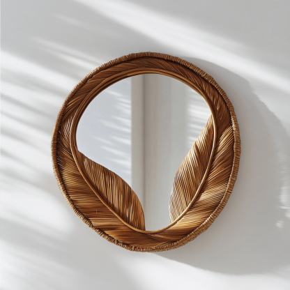 Wabi-sabi style solid wood mirror wall-mounted home, Nordic simple makeup mirror, full-body floor-standing fitting mirror, wall-mounted decoration - Image 4