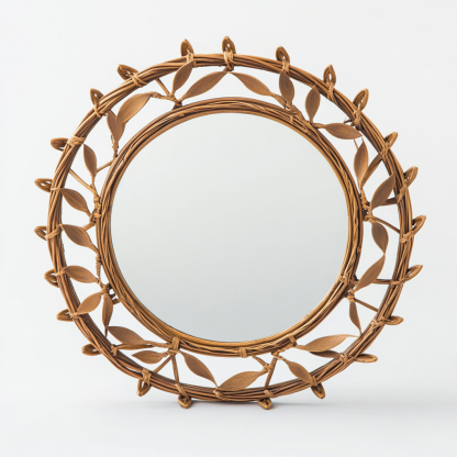 Wabi-sabi style solid wood mirror wall-mounted home, Nordic simple makeup mirror, full-body floor-standing fitting mirror, wall-mounted decoration - Image 2