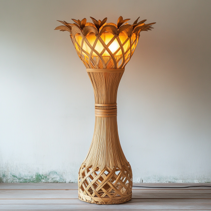 Wabi-sabi style rattan floor lamp, homestay hotel model room decoration, bedroom night light, Chinese retro style - Image 5