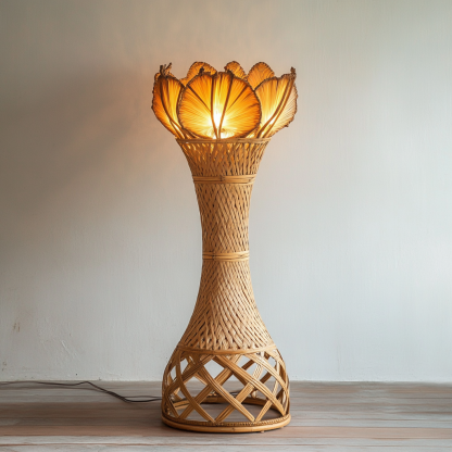 Wabi-sabi style rattan floor lamp, homestay hotel model room decoration, bedroom night light, Chinese retro style - Image 3