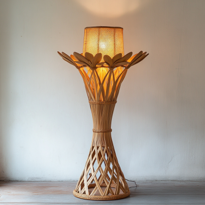 Wabi-sabi style rattan floor lamp, homestay hotel model room decoration, bedroom night light, Chinese retro style - Image 2