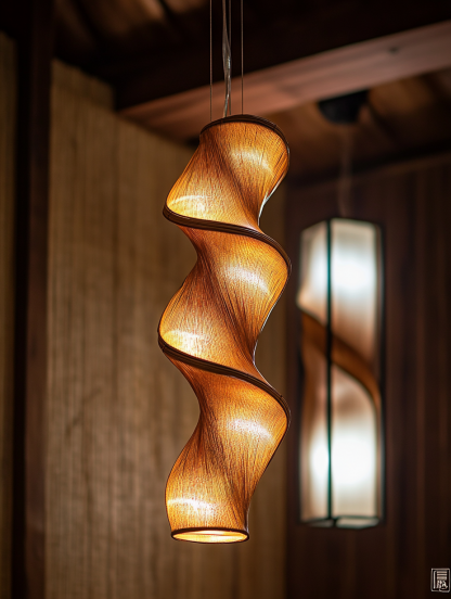 Wabi-sabi style rattan floor lamp, tea room combination chandelier, bedroom and dining room do not take up much space, wall-mounted and rare - Image 9