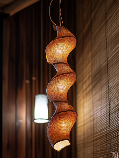 Wabi-sabi style rattan floor lamp, tea room combination chandelier, bedroom and dining room do not take up much space, wall-mounted and rare - Image 7