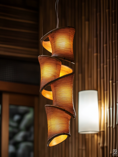 Rattan chandelier, Chinese retro bamboo weaving, Zen style, hotel lobby, Japanese restaurant, hotel, hot pot restaurant, staircase long chandelier - Image 9