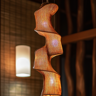 Rattan chandelier, Chinese retro bamboo weaving, Zen style, hotel lobby, Japanese restaurant, hotel, hot pot restaurant, staircase long chandelier