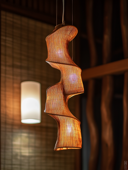Rattan chandelier, Chinese retro bamboo weaving, Zen style, hotel lobby, Japanese restaurant, hotel, hot pot restaurant, staircase long chandelier
