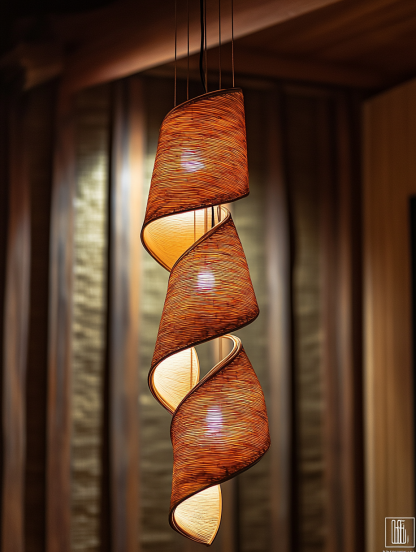 Rattan chandelier, Chinese retro bamboo weaving, Zen style, hotel lobby, Japanese restaurant, hotel, hot pot restaurant, staircase long chandelier - Image 6