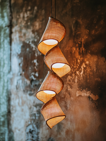 Rattan chandelier, Chinese retro bamboo weaving, Zen style, hotel lobby, Japanese restaurant, hotel, hot pot restaurant, staircase long chandelier - Image 3