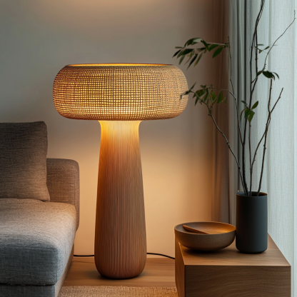 Wabi-sabi style rattan floor lamp for living room, bedroom, study, homestay and tea room, a retro designer artistic lighting fixture - Image 9