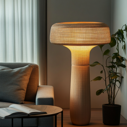 Wabi-sabi style rattan floor lamp for living room, bedroom, study, homestay and tea room, a retro designer artistic lighting fixture - Image 8