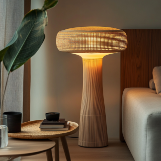 Wabi-sabi style rattan floor lamp for living room, bedroom, study, homestay and tea room, a retro designer artistic lighting fixture