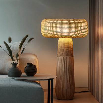 Wabi-sabi style rattan floor lamp for living room, bedroom, study, homestay and tea room, a retro designer artistic lighting fixture - Image 6
