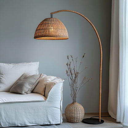 Wabi-sabi style rattan floor lamp for living room, bedroom, study, homestay and tea room, a retro designer artistic lighting fixture - Image 7