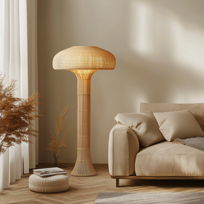 10 Wabi-sabi style restaurant rattan woven floor lamps, Japanese retro shop restaurant hot pot restaurant lamps, Zen tea room lamps - Image 9