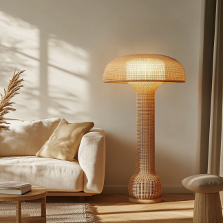10 Wabi-sabi style restaurant rattan woven floor lamps, Japanese retro shop restaurant hot pot restaurant lamps, Zen tea room lamps