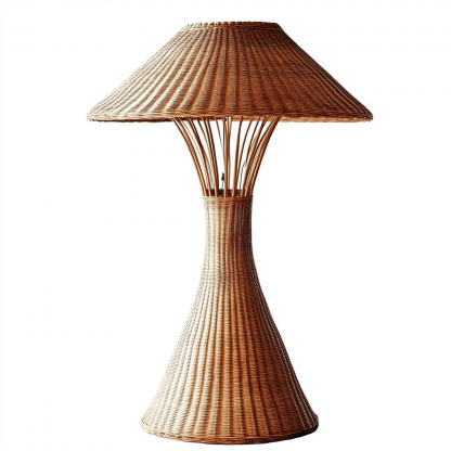 Wabi-sabi style floor lamp homestay, rattan weaving shop, Japanese retro weaving rattan art hotel, tea room, balcony hot pot restaurant - Image 6