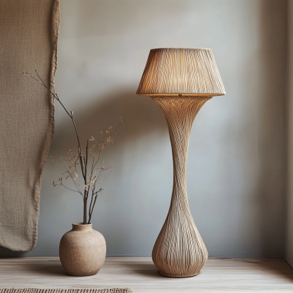 Japanese-style designer floor lamps for hotel and homestay living rooms, model rooms, hand-woven hemp rope decorations, Zhongshan lighting fixtures - Image 9