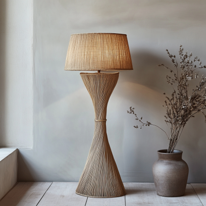 Japanese-style designer floor lamps for hotel and homestay living rooms, model rooms, hand-woven hemp rope decorations, Zhongshan lighting fixtures - Image 8