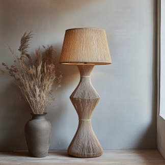 Japanese-style designer floor lamps for hotel and homestay living rooms, model rooms, hand-woven hemp rope decorations, Zhongshan lighting fixtures