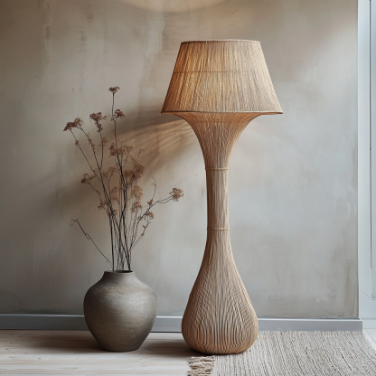 Japanese-style designer floor lamps for hotel and homestay living rooms, model rooms, hand-woven hemp rope decorations, Zhongshan lighting fixtures - Image 6