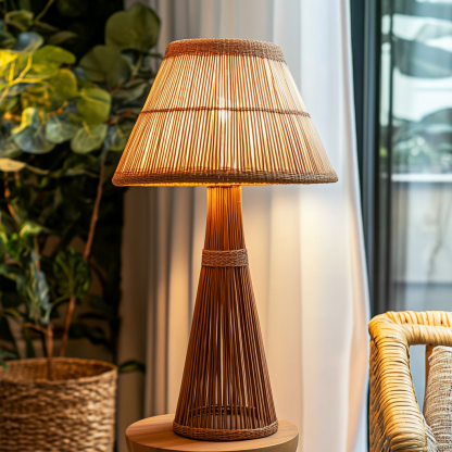 Wabi-sabi style restaurant, wicker woven floor lamp, Japanese guesthouse, fabric bedroom lamp, decorative lamp, coffee shop, commercial - Image 8