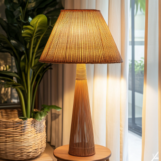 Wabi-sabi style restaurant, wicker woven floor lamp, Japanese guesthouse, fabric bedroom lamp, decorative lamp, coffee shop, commercial