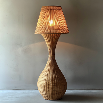 10 Wabi-sabi style restaurant rattan woven floor lamps, Japanese retro shop restaurant hot pot restaurant lamps, Zen tea room lamps - Image 9