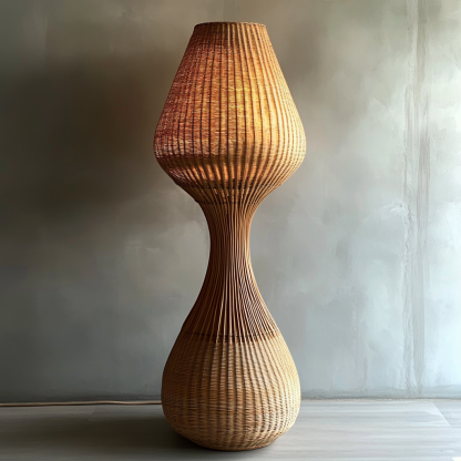 10 Wabi-sabi style restaurant rattan woven floor lamps, Japanese retro shop restaurant hot pot restaurant lamps, Zen tea room lamps - Image 8