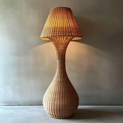 10 Wabi-sabi style restaurant rattan woven floor lamps, Japanese retro shop restaurant hot pot restaurant lamps, Zen tea room lamps - Image 7