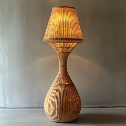 10 Wabi-sabi style restaurant rattan woven floor lamps, Japanese retro shop restaurant hot pot restaurant lamps, Zen tea room lamps - Image 6