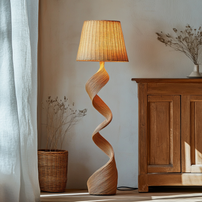 Wabi-sabi style rattan floor lamp for living room, bedroom, study, homestay and tea room, a retro designer artistic lighting fixture - Image 5