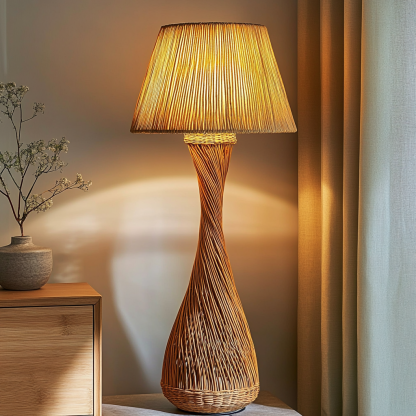 Wabi-sabi style rattan floor lamp, living room and bedroom bedside lamp, high-end decorative table lamp, warm and light luxury night light - Image 9