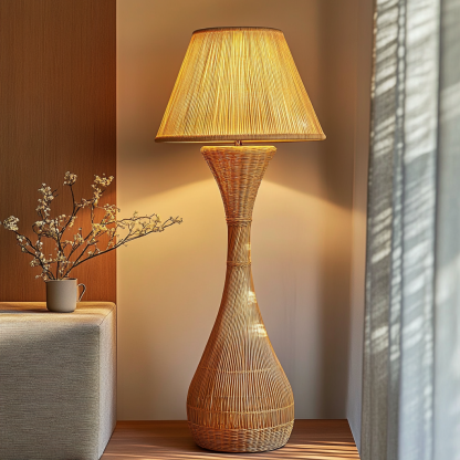 Wabi-sabi style rattan floor lamp, living room and bedroom bedside lamp, high-end decorative table lamp, warm and light luxury night light - Image 8