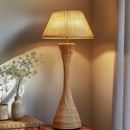 Wabi-sabi style rattan floor lamp, living room and bedroom bedside lamp, high-end decorative table lamp, warm and light luxury night light - Image 7
