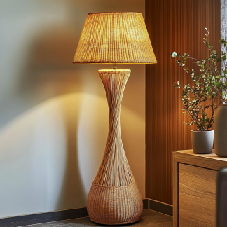 Wabi-sabi style rattan floor lamp, living room and bedroom bedside lamp, high-end decorative table lamp, warm and light luxury night light