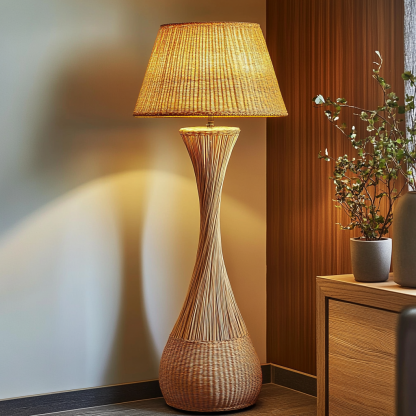 Wabi-sabi style rattan floor lamp, living room and bedroom bedside lamp, high-end decorative table lamp, warm and light luxury night light