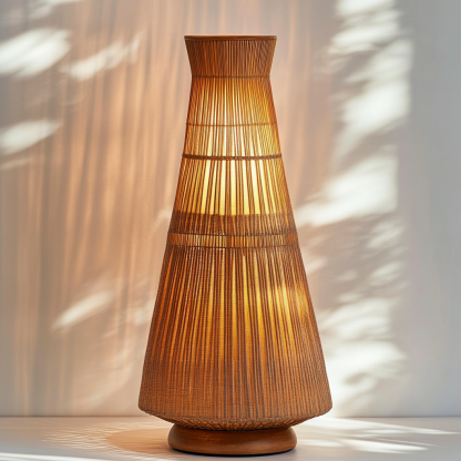 Wabi-sabi style rattan floor lamp for living room, bedroom, study, homestay and tea room, a retro designer artistic lighting fixture - Image 9