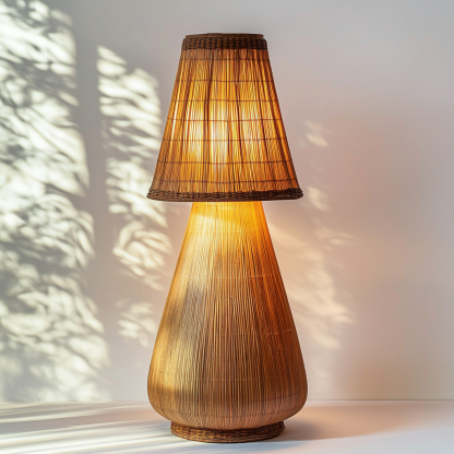 Wabi-sabi style rattan floor lamp for living room, bedroom, study, homestay and tea room, a retro designer artistic lighting fixture - Image 8