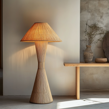 Wabi-sabi style rattan floor lamp for living room, bedroom, study, homestay and tea room, a retro designer artistic lighting fixture - Image 9
