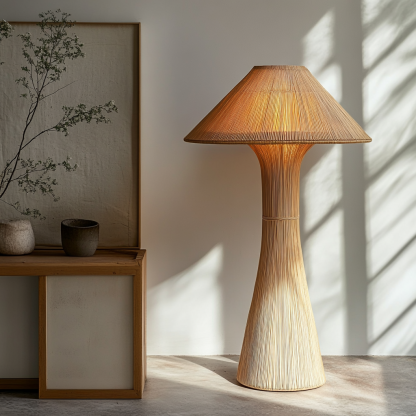 Wabi-sabi style rattan floor lamp for living room, bedroom, study, homestay and tea room, a retro designer artistic lighting fixture - Image 8