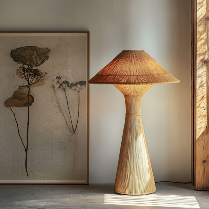 Wabi-sabi style rattan floor lamp for living room, bedroom, study, homestay and tea room, a retro designer artistic lighting fixture - Image 7
